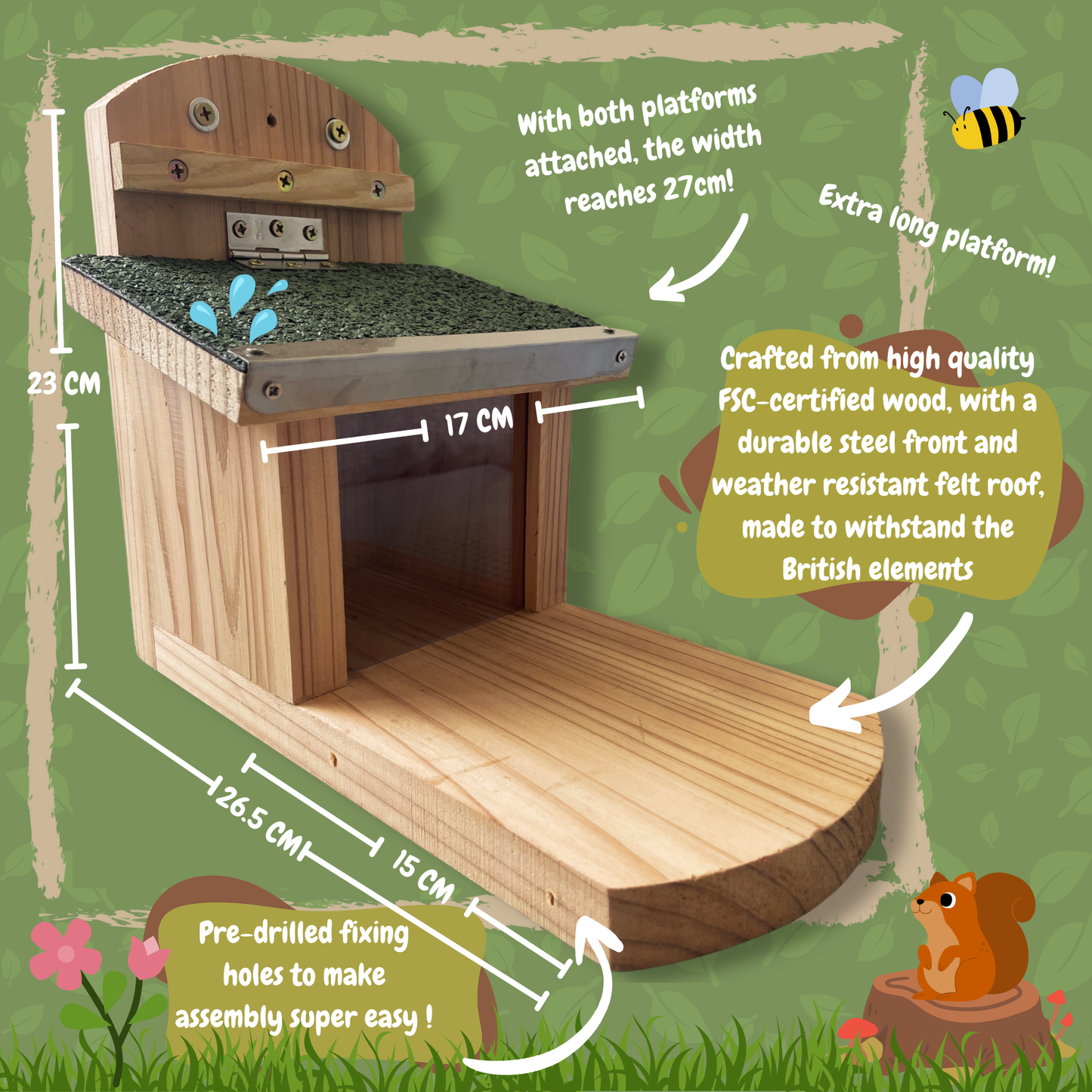 Squirrel Stopover - Feeder with Water Bowl and Corn Holder